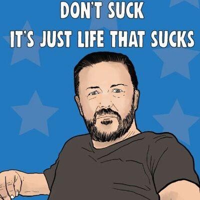 6 x Birthday Cards - Ricky Gervais - Birthdays don't suck - IN32