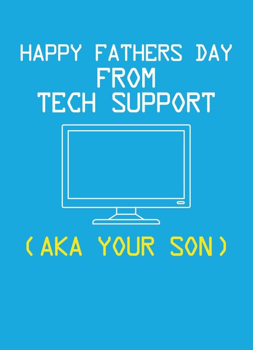 6 x Fathers Day Cards - Happy Fathers Day Tech Support - F125