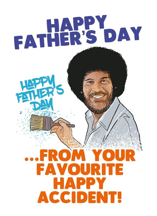 6 x Fathers Day Cards - Bob Ross - Happy Fathers Day - F122