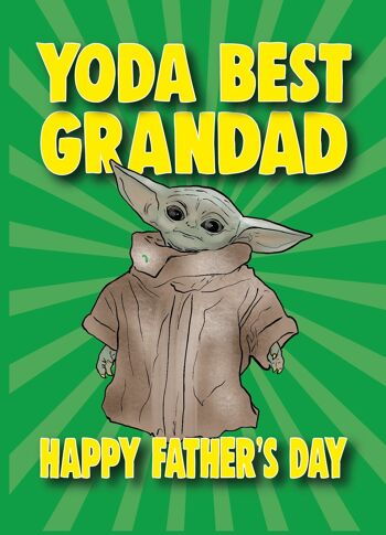 6 x cartes de fête des pères - Yoda meilleur grand-père - carte de fête des pères heureux - F113