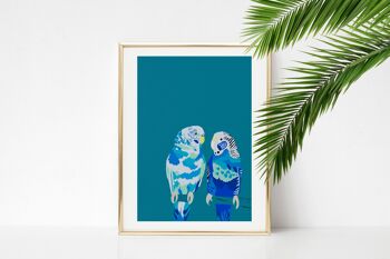 PERRUCHES BLEUES BLEU - C - papier - A2 3