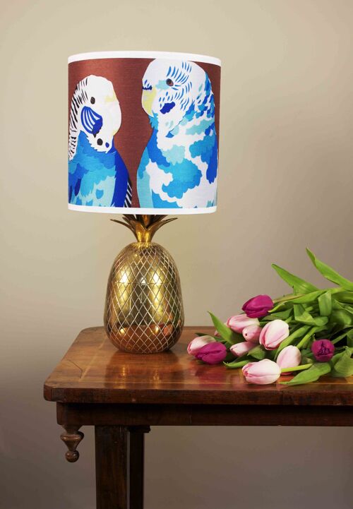 BLUE BUDGIES LAMPSHADE - A - large 12" - lamp fittin