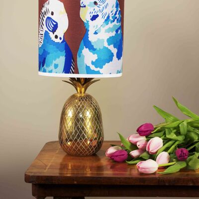 BLUE BUDGIES LAMPSHADE - A - large 12" - lamp fittin