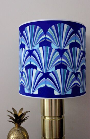 ABAT-JOUR EN VELOURS BLEU COQUILLAGE - A - Raccord de lampe de 8" de diamètre 3