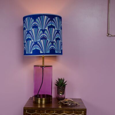 BLUE SHELL VELVET LAMPSHADE - B - 12" diameter lamp fitting