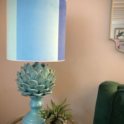 BLUE STRIPE VELVET LAMPSHADE - A - 8" diamater lamp fitting