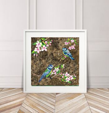 BLUE SEINS AND FLOWERS EDITION LIMITEE SIGNED ART PRINT - A - papier - 12.5” x 12.5” 1