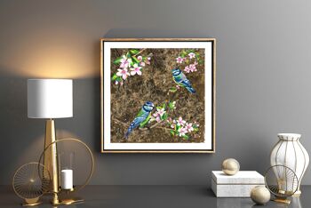 BLUE SEINS AND FLOWERS EDITION LIMITEE SIGNED ART PRINT - A - papier - 12.5” x 12.5” 3