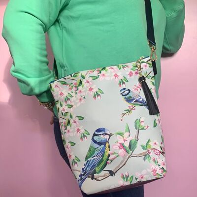 BORSA A MANO IN PELLE VEGAN BLUE TITS - Nera