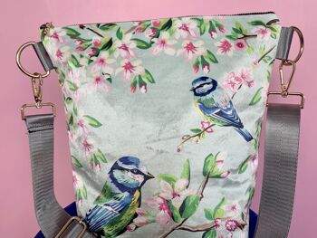 SAC À MAIN EN VELOURS DE LUXE BLUETITS AND FLOWERS - noir 2