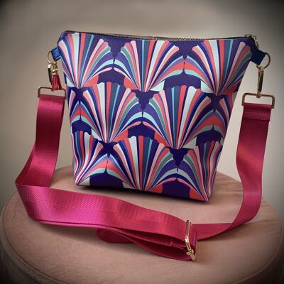 BLUE AND MAGENTA SHELL VEGAN HANDBAG - pink