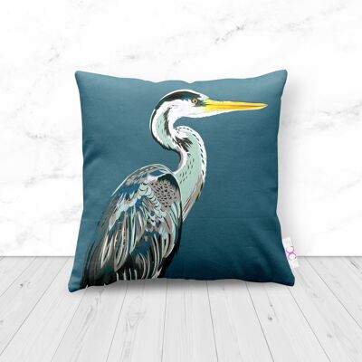 BLUE HERON CUSHION - 48cm - large blue heron cushion