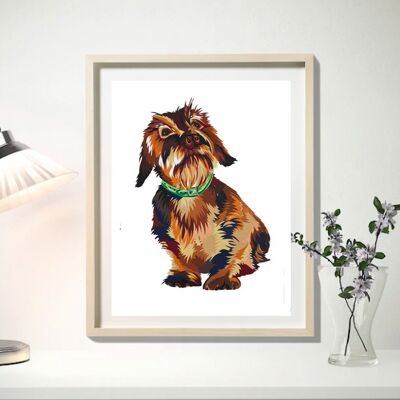 DASCHUND RIGHT LIMITED EDITION FIRMATO STAMPA D'ARTE GICLEE - STAMPA A5 IN CORNICE A4