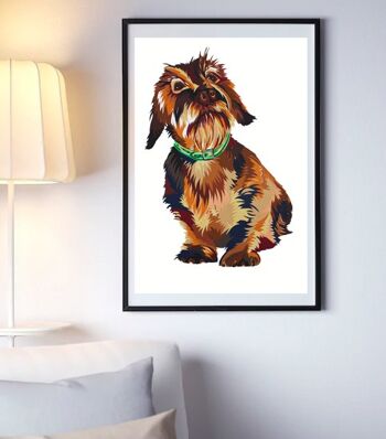 DASCHUND DROIT ÉDITION LIMITÉE SIGNÉE GICLEE ART PRINT - A5 PRINT IN A4 FRAME 2