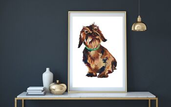 DASCHUND DROIT ÉDITION LIMITÉE SIGNÉE GICLEE ART PRINT - A5 PRINT IN A4 FRAME 4