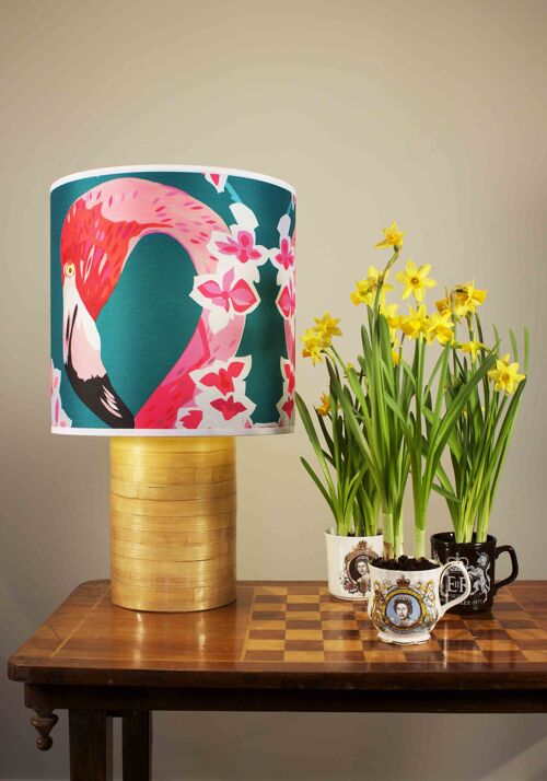 FLAMINGOS AND FLOWERS LAMPSHADE  2 LEFT! - A - large 12" - lamp fitting