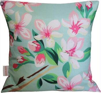 COUSSIN EN SOIE FLEURS - résistant aux intempéries 38cm x 38cm