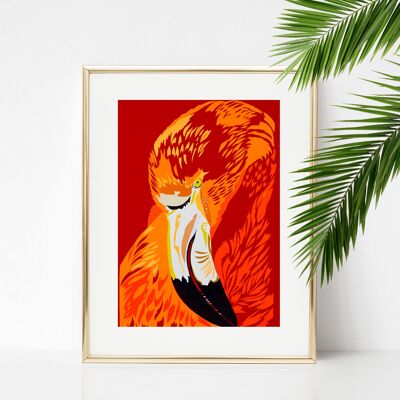 FLAME FLAMINGOS SALE 35% OFF - A3 PRINT IN A2 FRAME