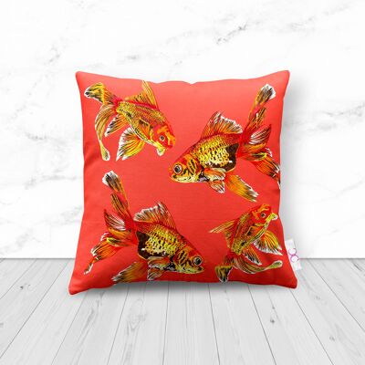 GOLDFISH GAGGLE COUSSIN 2 GAUCHE - 48cm - grand coussin de poisson rouge