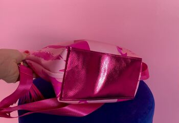 SAC À MAIN EN VELOURS DE LUXE FUCSHIA STRIPE - noir 5