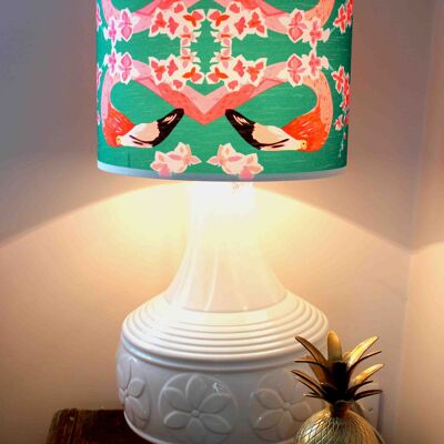 FLAMINGOS AND FLOWERS ABSTRACT LAMPSHADE - B - 12" diameter lamp fitting