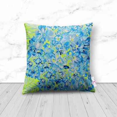 COUSSIN HYDRANGEA LIME - 48cm - grand coussin hortensia lime