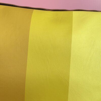 BORSA A MANO IN PELLE VEGAN A RIGHE GIALLO LIME - Nero