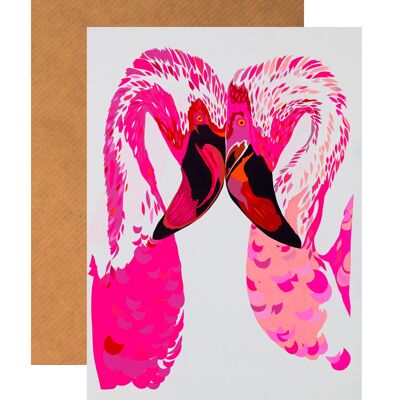 MAGENTA FLAMINGOS GREETING CARD