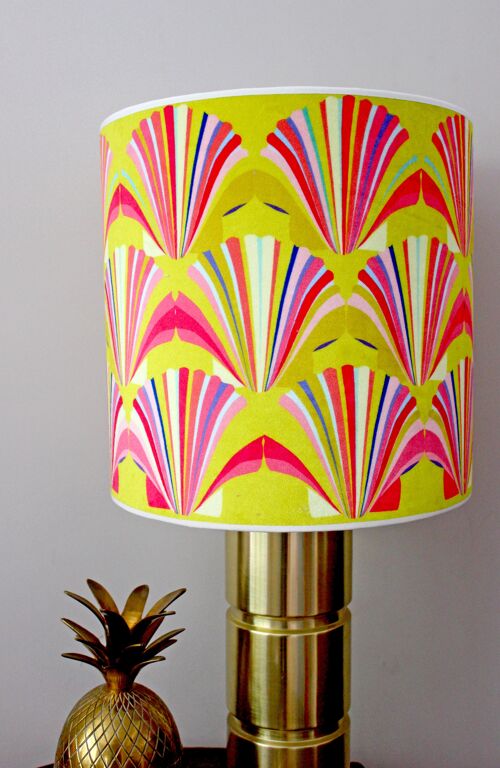 LIME YELLOW SHELL VELVET LAMPSHADE - C - 8" diameter ceiling fitting