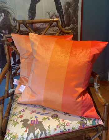 RAYURE COQUELICOT ORANGE - Coussin coquelicot 38cmx 38cm 4