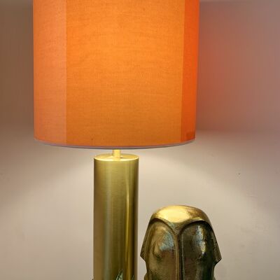 POPPY ORANGE STRIPE VELVET LAMPSHADE - A - 8" diamater lamp fitting