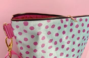 SAC À MAIN DE LUXE EN VELOURS TURQUOISE ET ROSE - rose 1