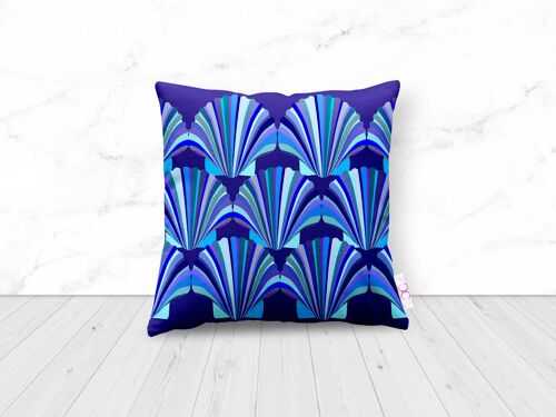 SUBLIME SHELL VELVET BLUES CUSHION - 28cmx38cm - sublime shell - blue