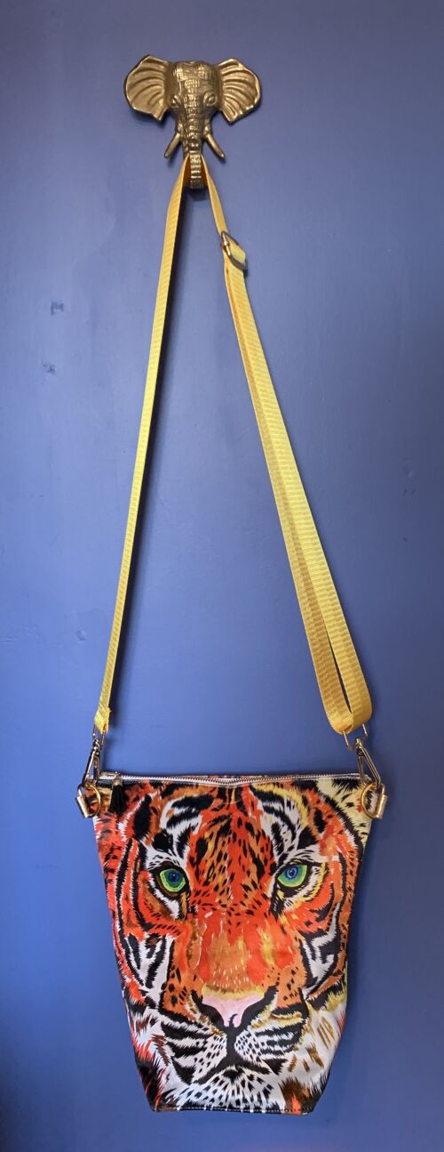 TIGER VELVET HANDBAG - yellow