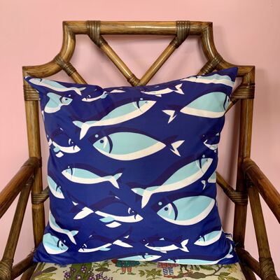 SAMPLE Blue Fish Weatherproof Cushion 1 LEFT