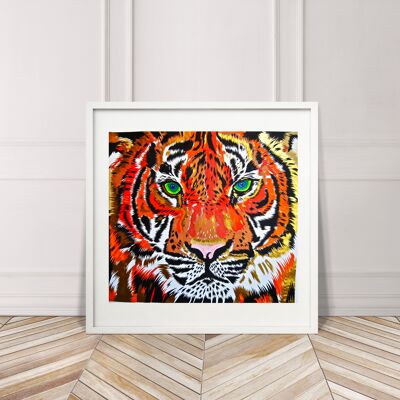 TIGER LIMITED EDITION SIGNED GICLEE ART PRINT - A - papier - 12,5" x 12,5"
