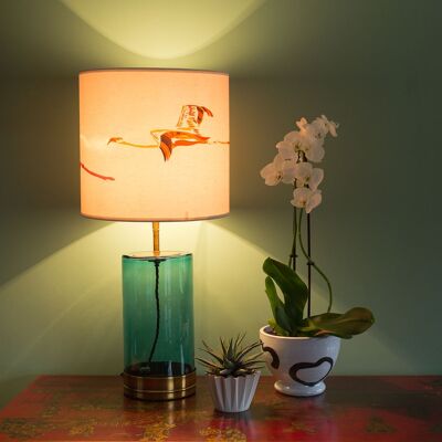 VERMILLION FLAMINGOS SILK LAMPSHADE - A - 8" diamater lamp fitting