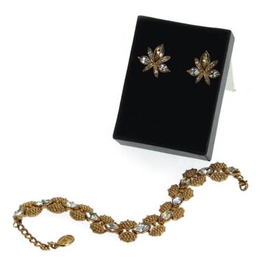 Kyles Collection | Kaniza Bracelet Set | Earrings Set, Antique Gold