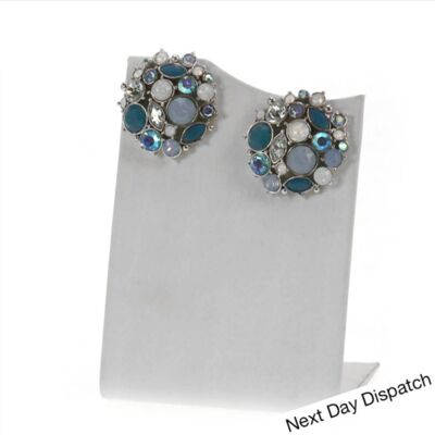 Kyles Collection |ela Cluster Earrings | Stud Earrings, AIR BLUE OPAL