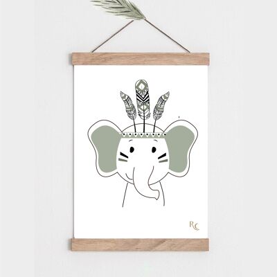 Poster Boho Fernand l'elefante A4