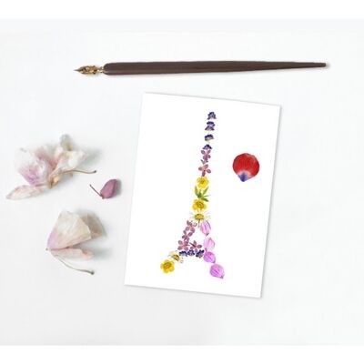 CARTE DOUBLE TOUR EIFFEL PARIS FRANCE FLEUR HERBIER