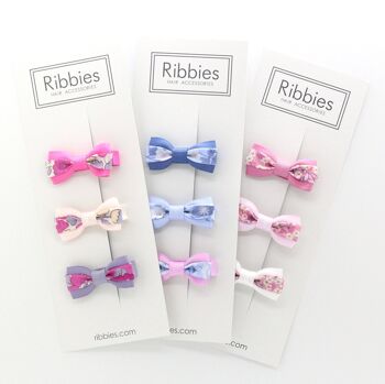 Coffret de 3 Barrettes Anti-Glisse à Petits Noeuds Liberty - Betsy Rouge 3