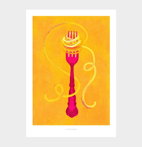 A5 Fork + Pasta | Illustration Kitchen Art Print