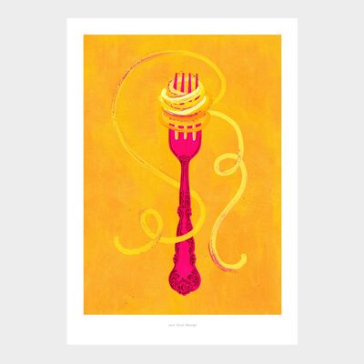 Tenedor A5 + Pasta | Cocina de ilustración Lámina artística