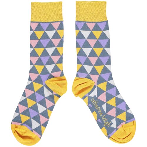 Women's Organic Cotton Crew Socks - triangles apricot