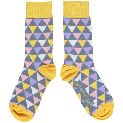 Chaussettes mi-mollet femme coton bio - triangles abricot