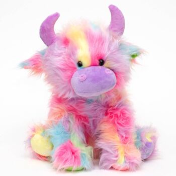 Grande peluche en peluche Rainbow Highland Cow - 30 cm - #SofterThanASoftThing CE/UKCA 1