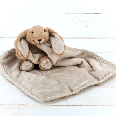 Edredón para chupete Bunny Toy, marrón - 29 x 29 cm