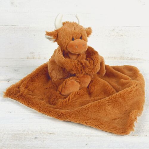 Highland Cow Toy Baby Soother Comforter Brown - 29 x 29cm