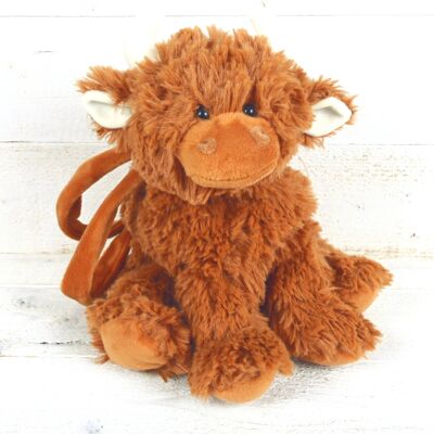 Borsa in peluche Highland Cow Marrone - 25 cm
